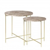 Freja Marble Table Caramel / Brass - Set of Two 